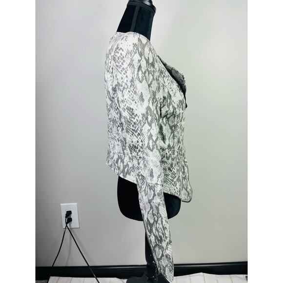 Snakeskin faux leather moto jacket size S - Picture 10 of 15